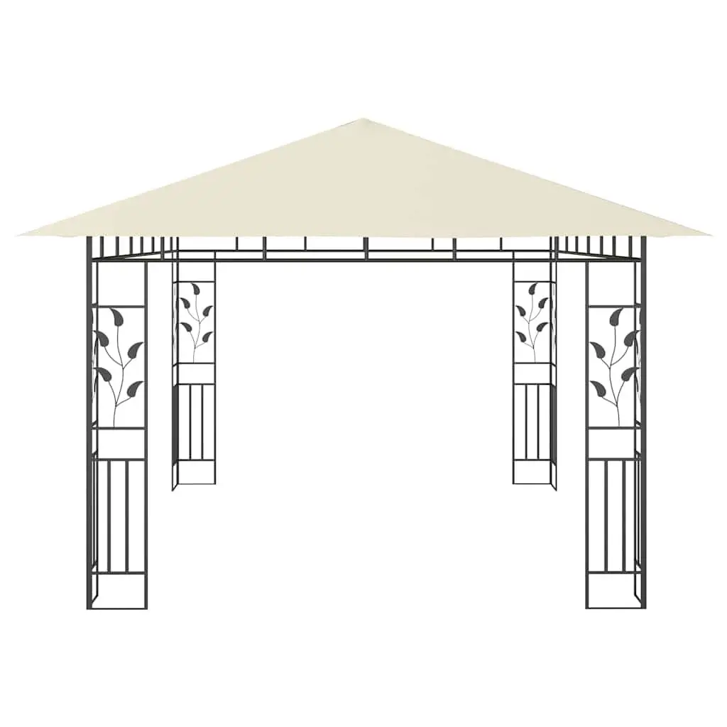 Garden Gazebo Metal 4x3x2.73m Cream with Mosquito Net