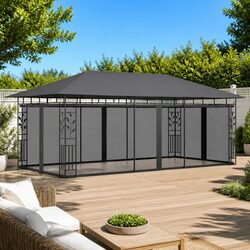 Sturdy Outdoor Gazebo Canopy 6x3m with Mosquito Netting