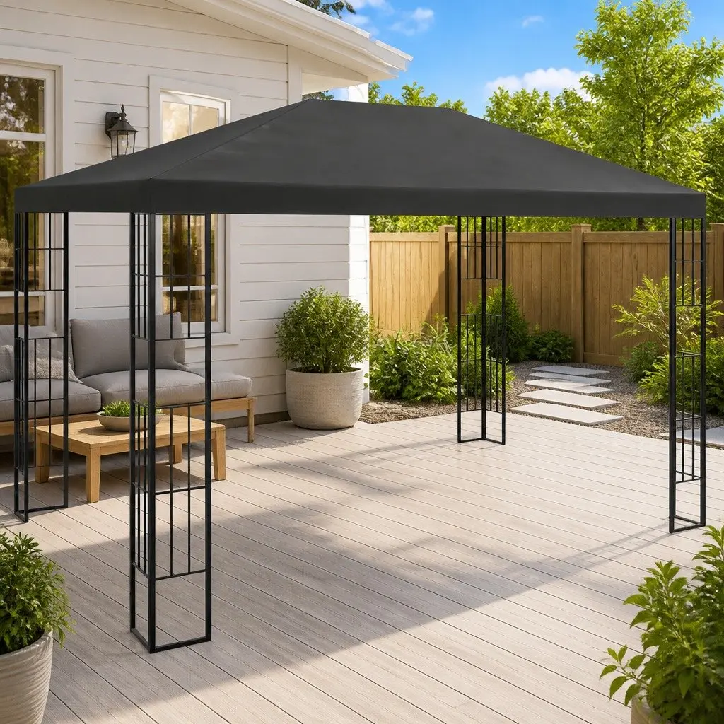 Gazebo Steel 3x4 m Polyester Anthracite