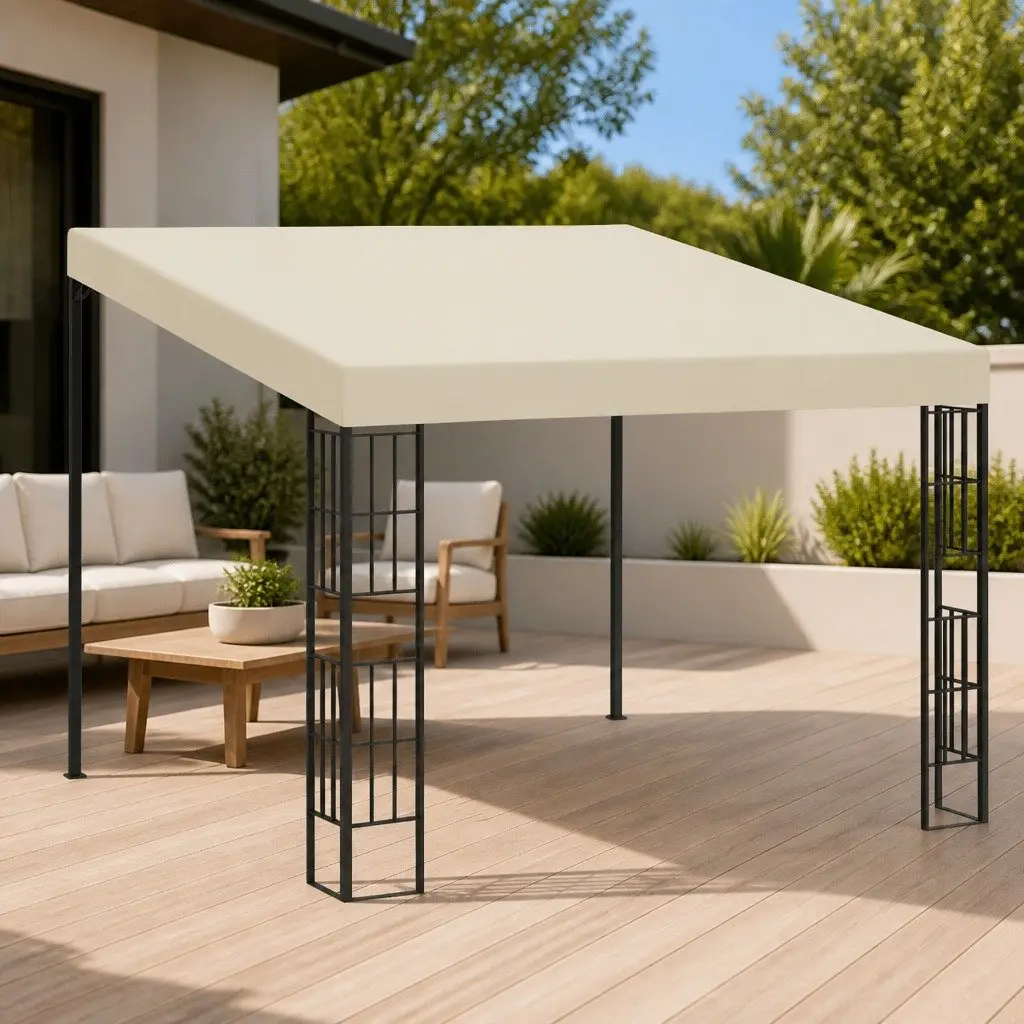 Wall-mounted Gazebo Powder-coated Steel 3x3m Cream