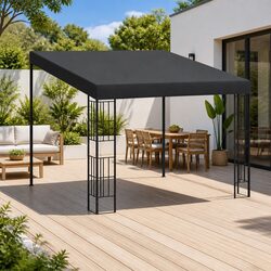 Durable 3x3m Anthracite Wall-Mounted Gazebo Canopy