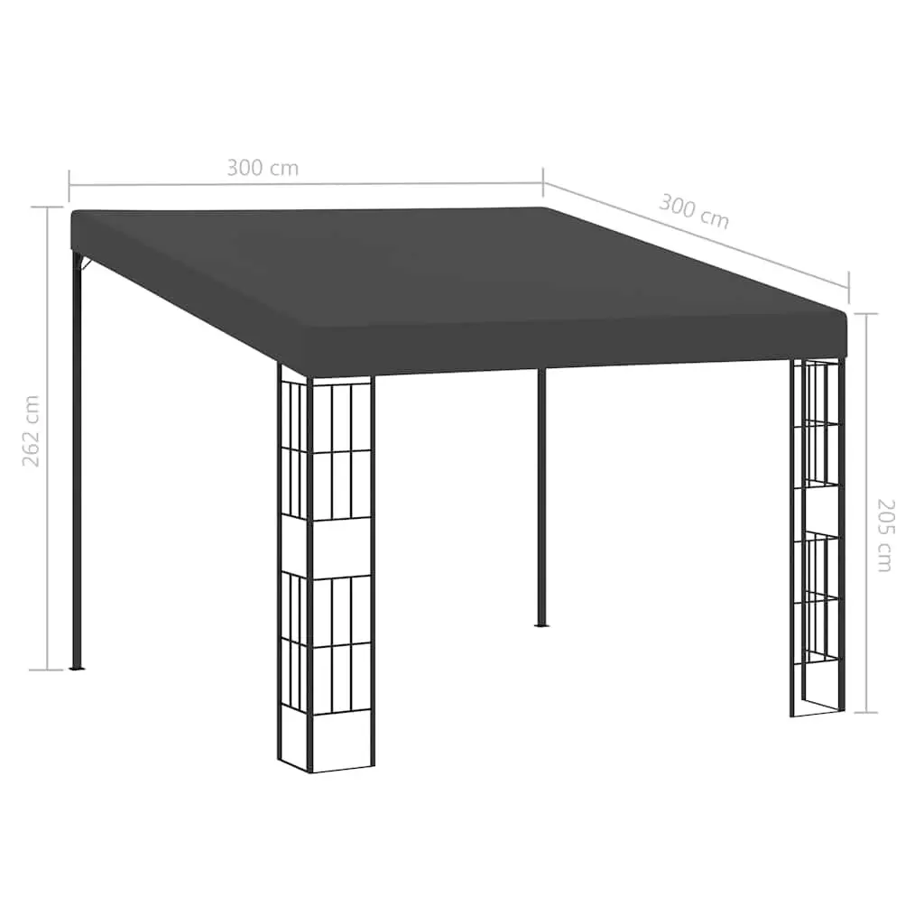 3x3m Anthracite Wall-Mounted Gazebo Canopy