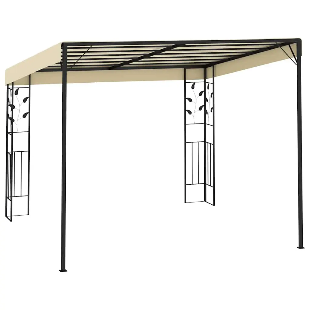 Wall-Mounted Gazebo Polyester 3x3x2.5m Cream Outdoor Garden Shade