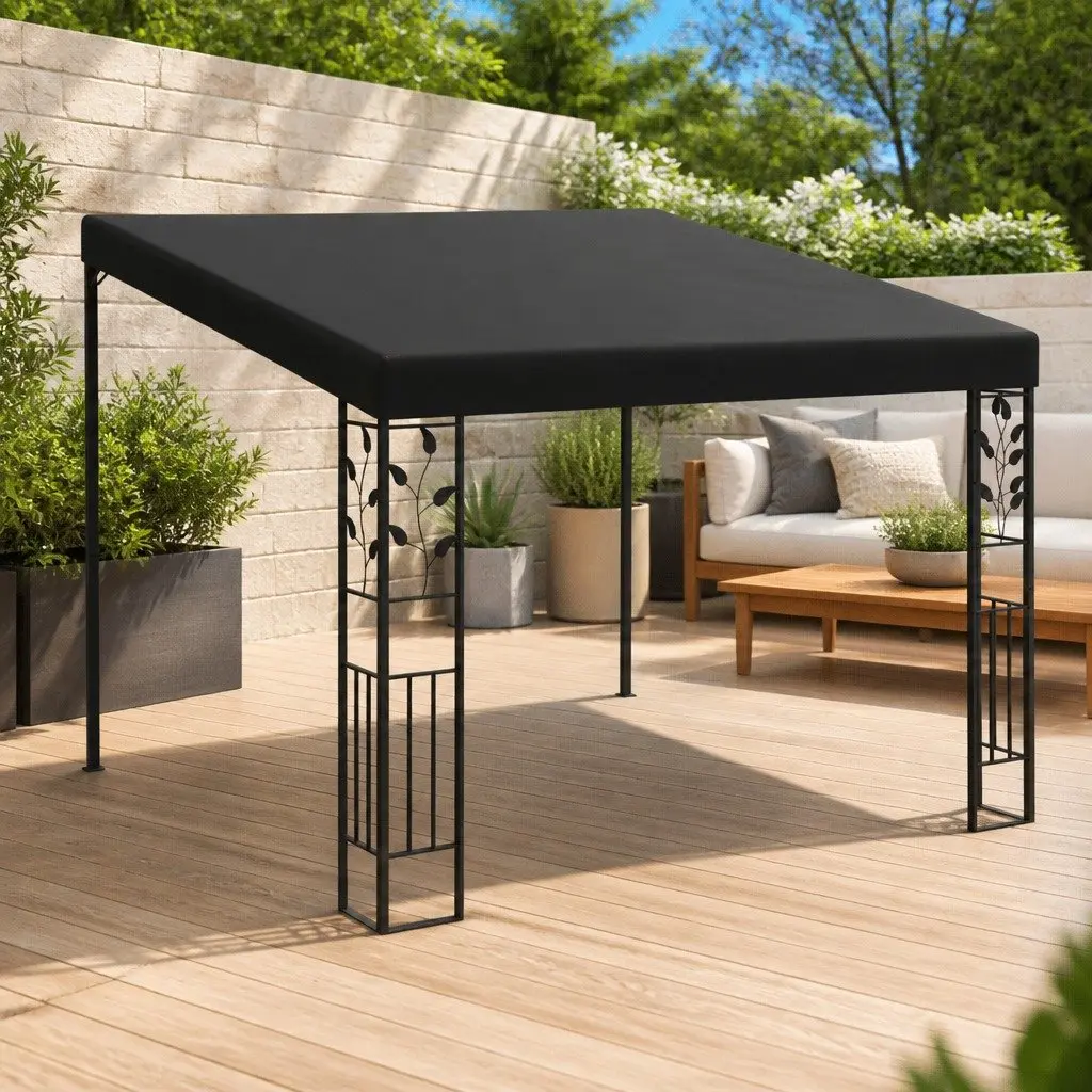 Wall-Mounted Gazebo Polyester 3x3x2.5m Anthracite Outdoor Garden Canopy