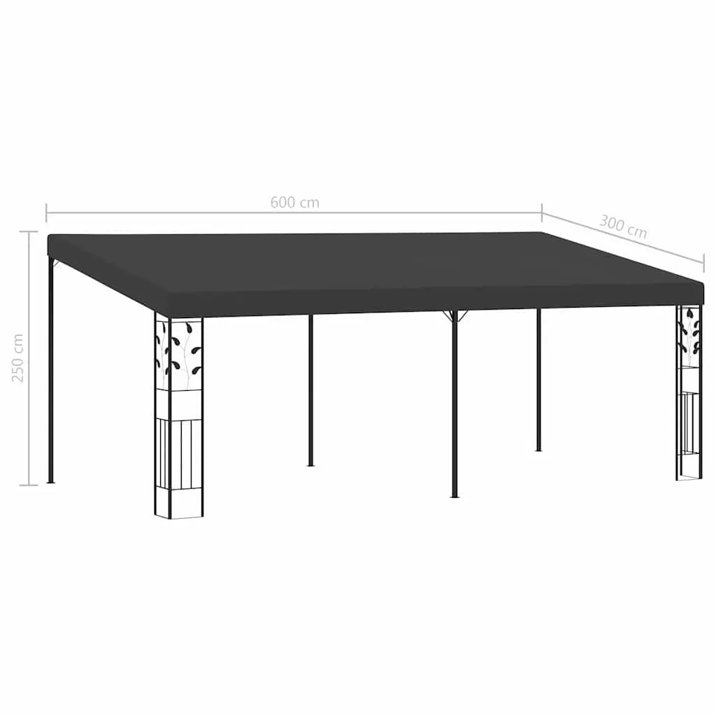 Wall-mounted Gazebo Polyester 6x3x2.5m Anthracite Outdoor Garden Canopy Patio Shade Structure