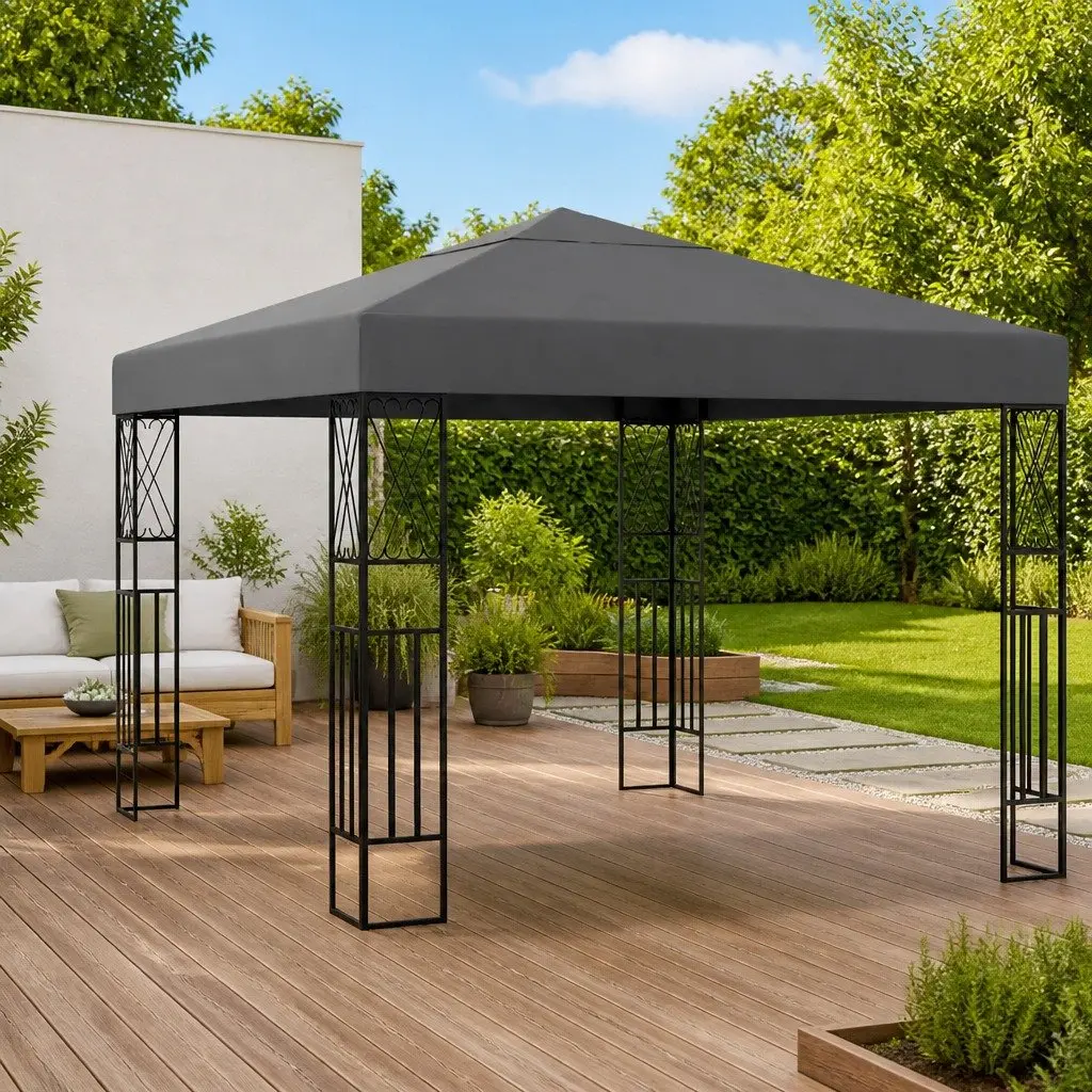Gazebo Steel Frame 3x3 m Vented Canopy Anthracite