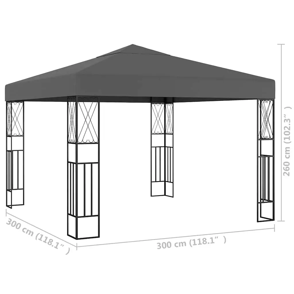 Gazebo Steel Frame 3x3 m Vented Canopy Anthracite