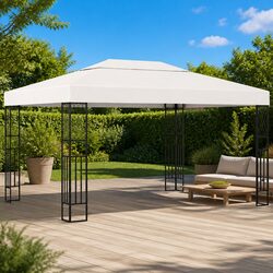 Cream Outdoor Canopy Gazebo 3x4 m Steel Frame