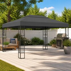 Durable 3x4 m Anthracite Garden Gazebo with Steel Frame