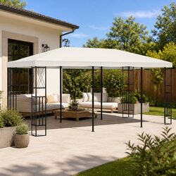 Cream Outdoor Canopy Gazebo 3x6 m Steel Frame