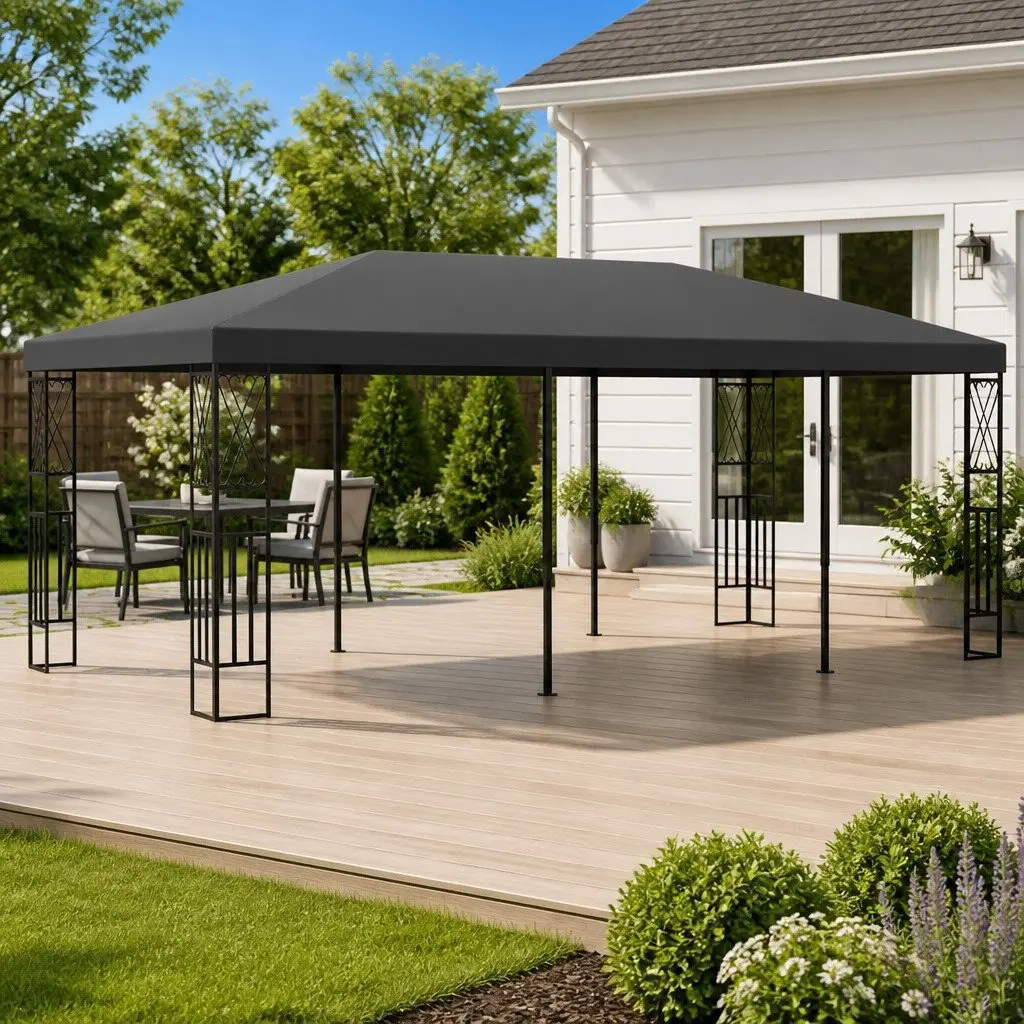 Gazebo 3x6 m with Steel Frame & Polyester Roof