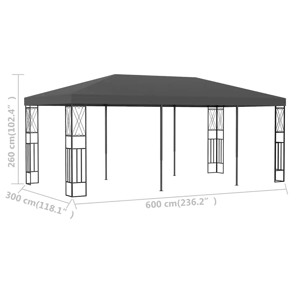 Gazebo 3x6 m with Steel Frame & Polyester Roof