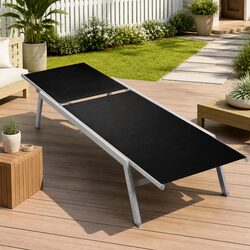 Durable Black Sun Lounger for Outdoor Relaxation