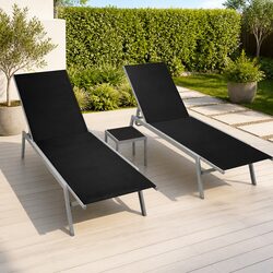 Durable Steel Frame Sun Loungers Set with Table