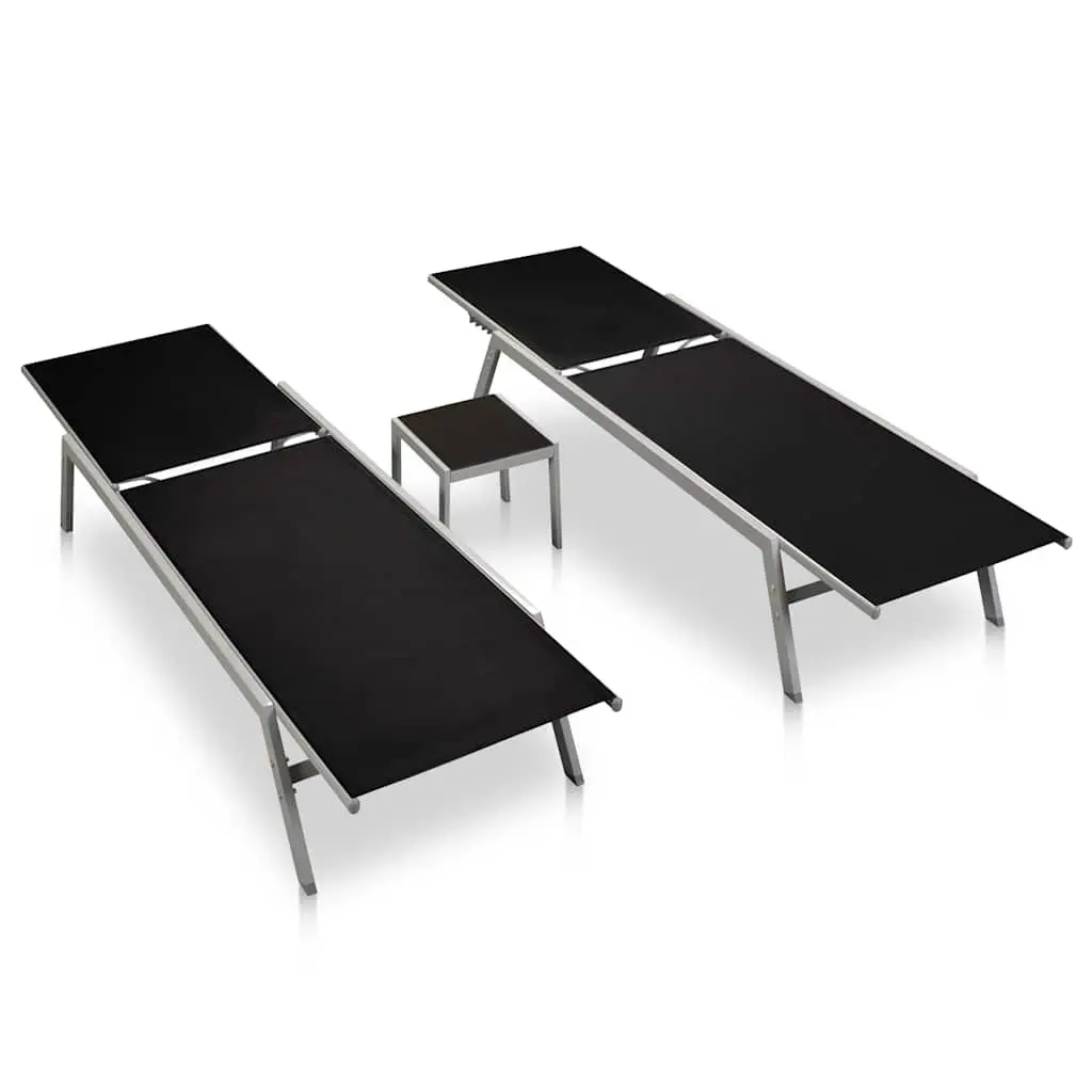 Steel Frame Sun Loungers Set with Table