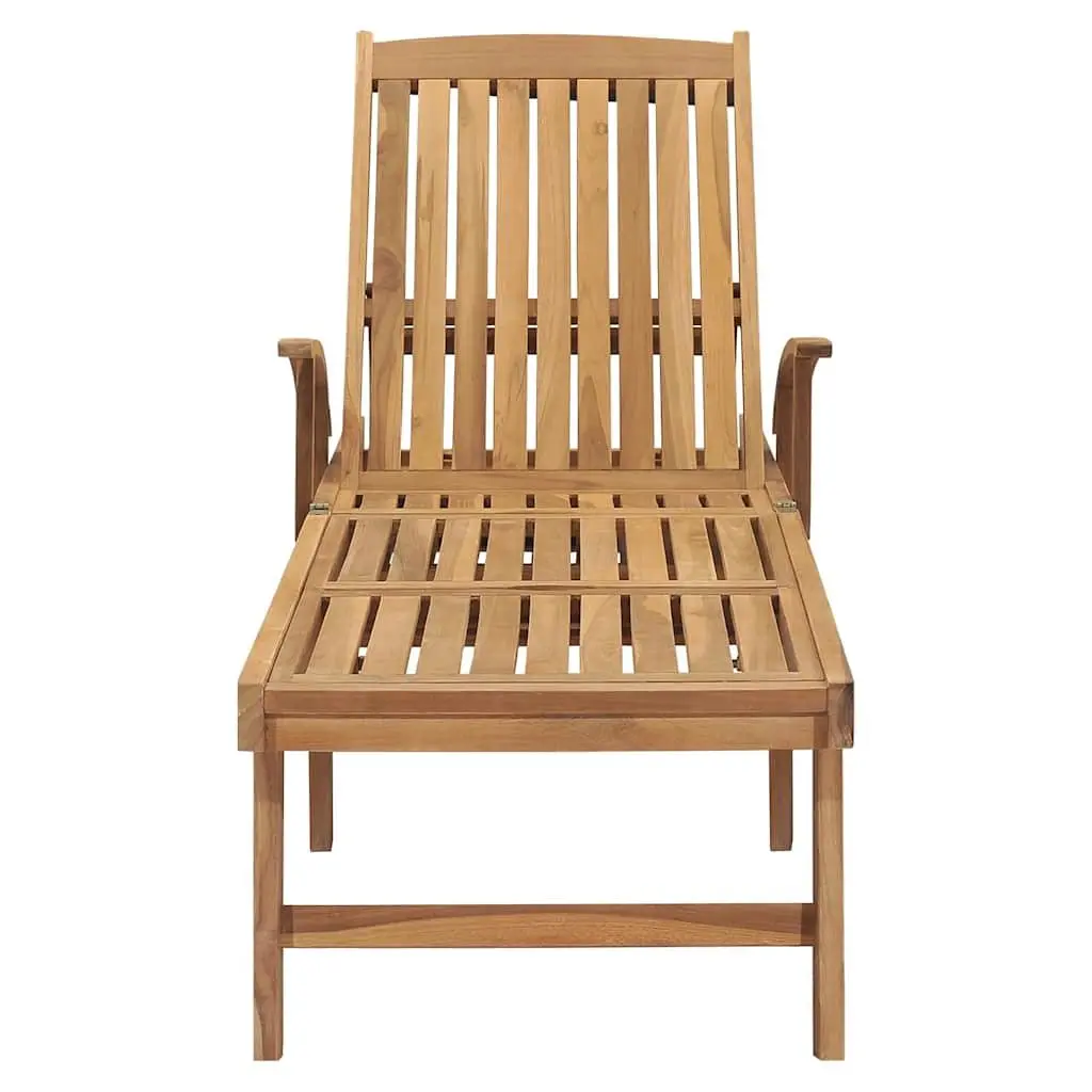 Brown Sun Lounger with Table and Adjustable Backrest