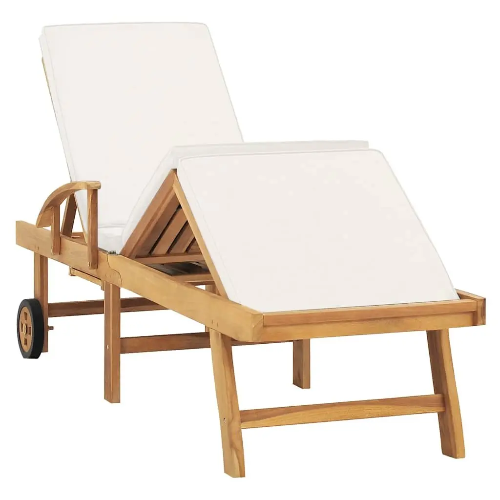 Sun Lounger with Cushion and Adjustable Backrest