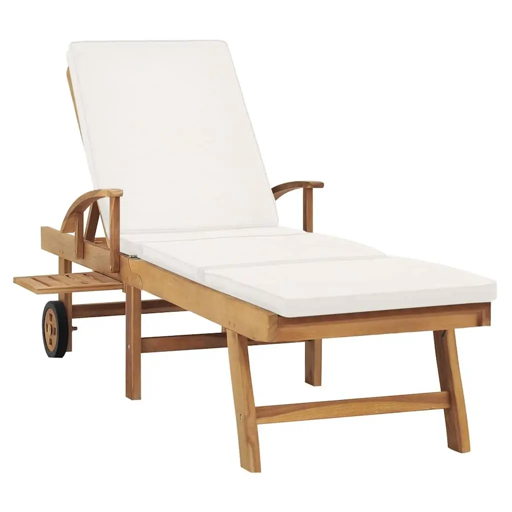 Sun Lounger with Cushion and Adjustable Backrest