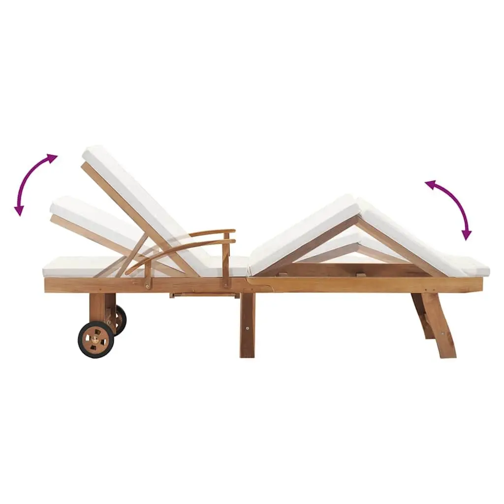Sun Lounger with Cushion and Adjustable Backrest