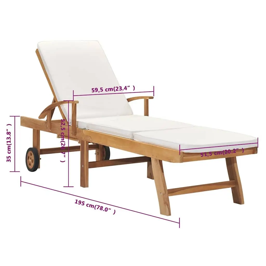 Sun Lounger with Cushion and Adjustable Backrest