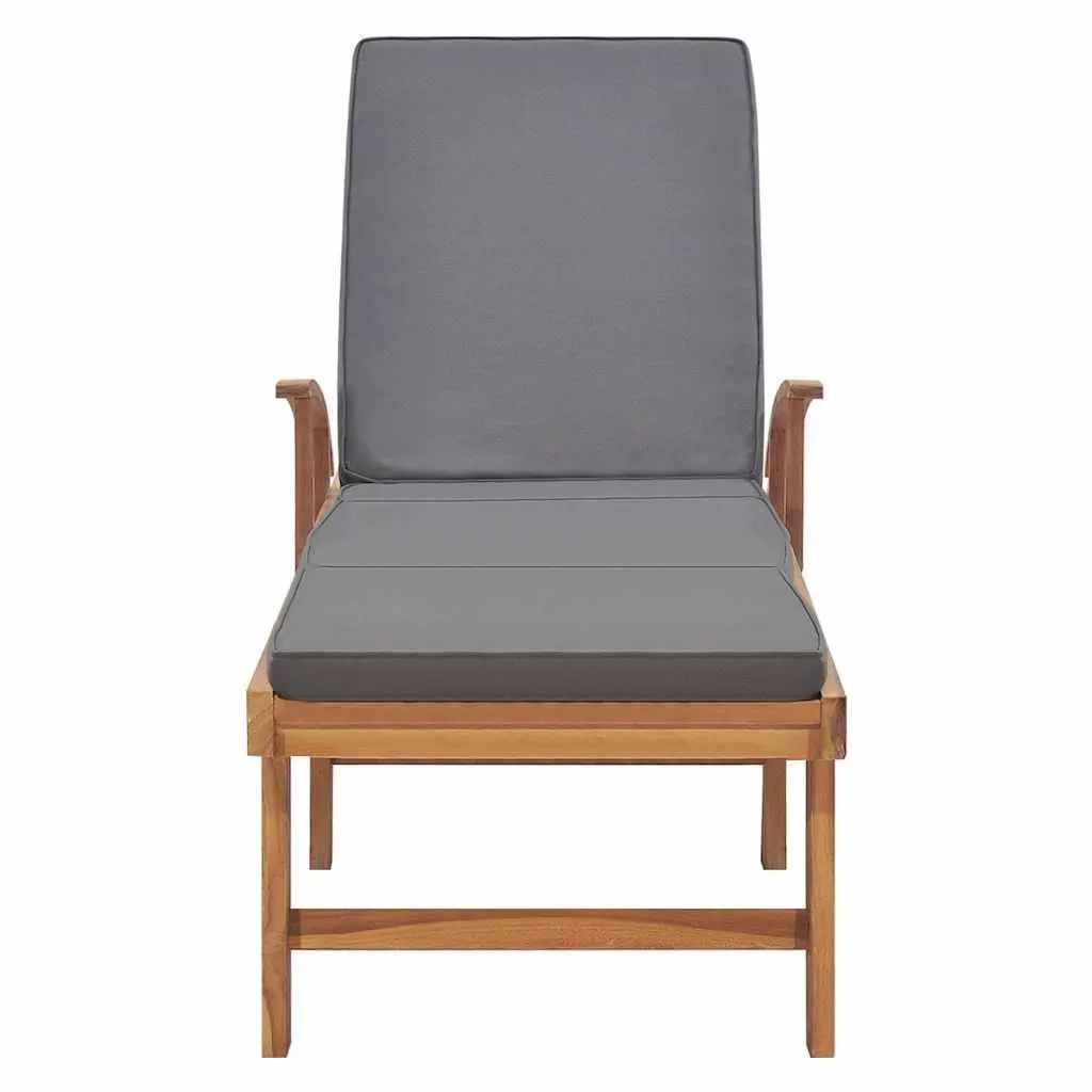 Sun Lounger with Cushion Adjustable Backrest Wheels Outdoor Deck Chair Garden