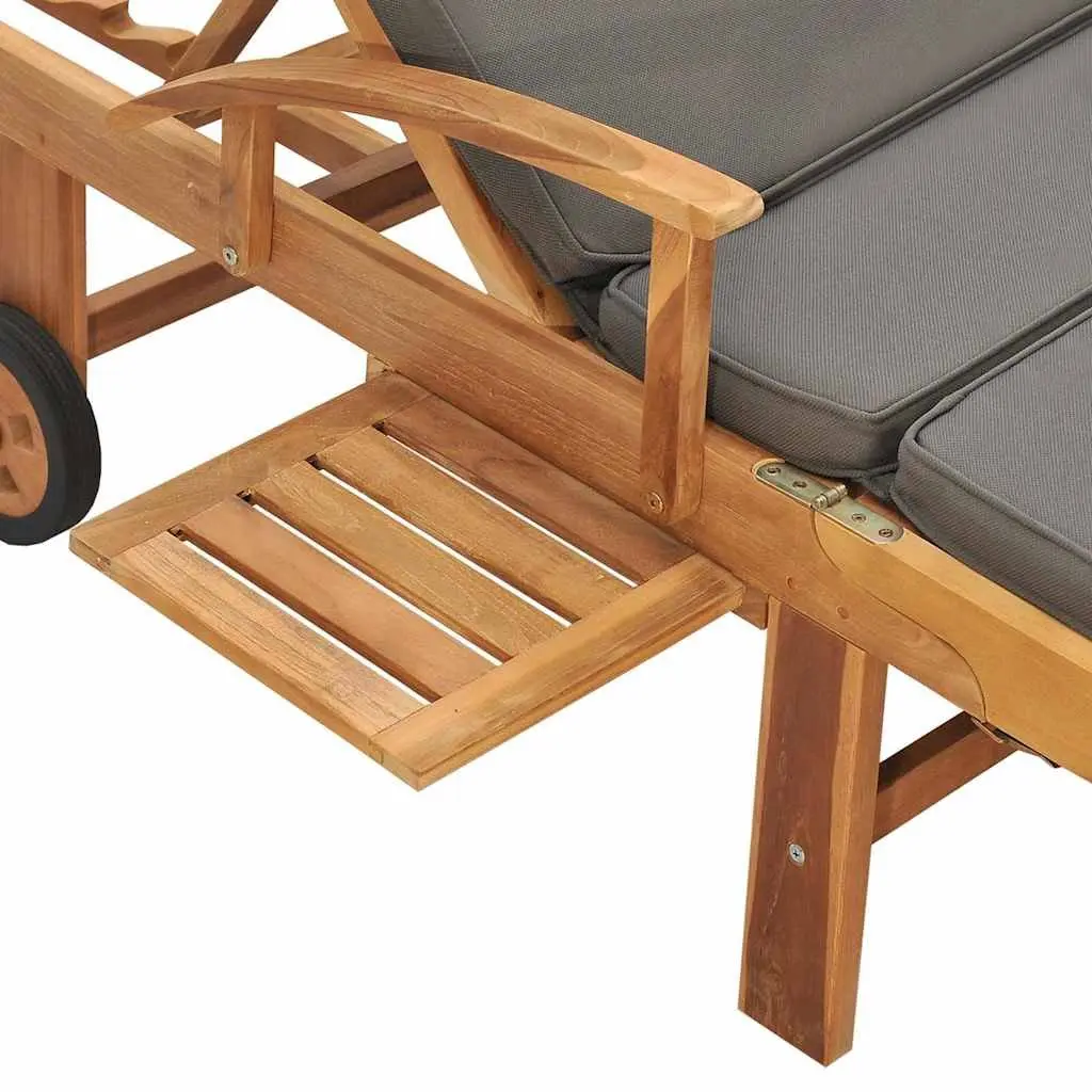 Sun Lounger with Cushion Adjustable Backrest Wheels Outdoor Deck Chair Garden