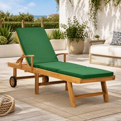 Teak Wood Sun Lounger with Cushion and Sliding Table