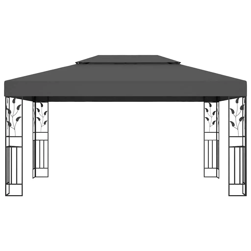 3x4m Anthracite Garden Gazebo with Double Roof