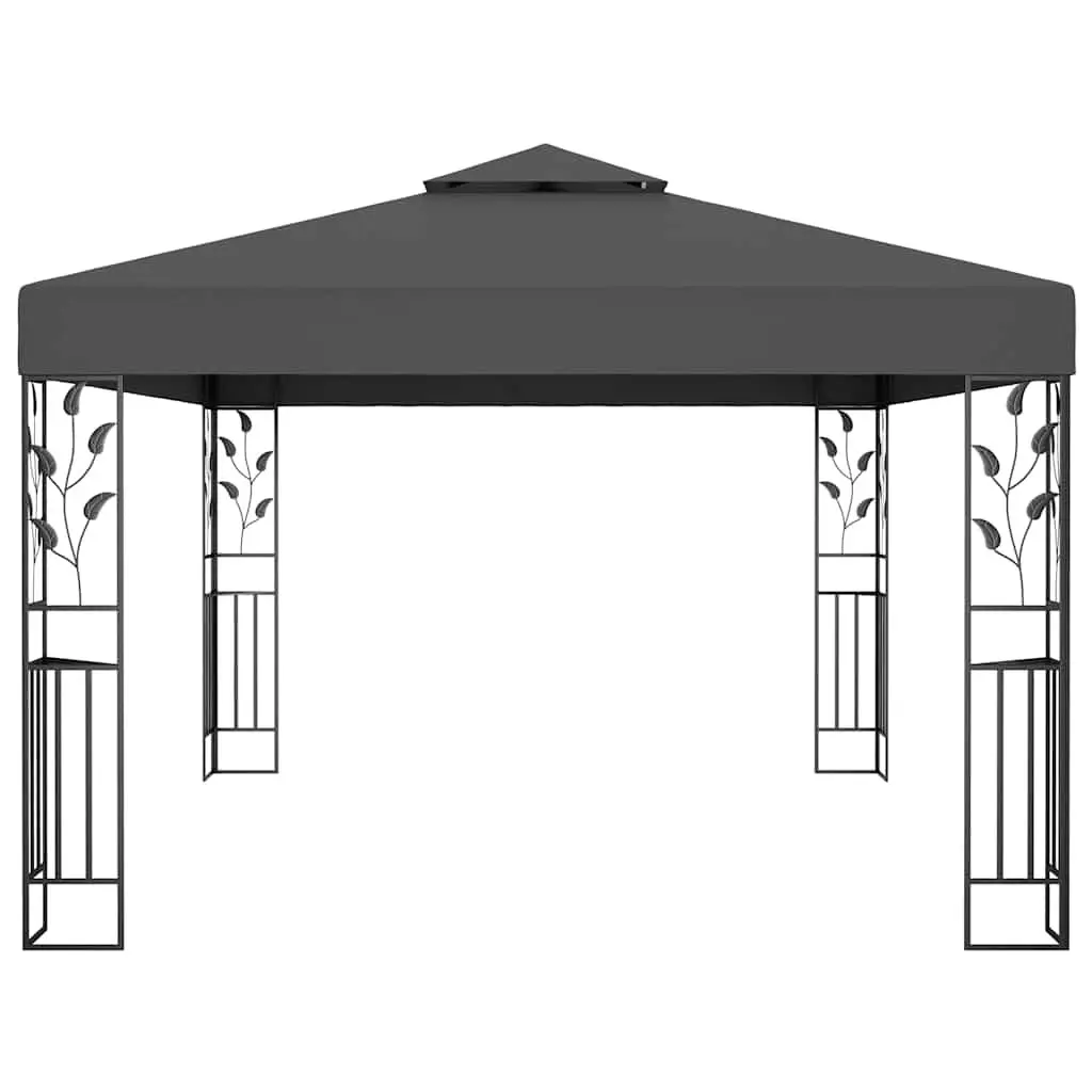 3x4m Anthracite Garden Gazebo with Double Roof