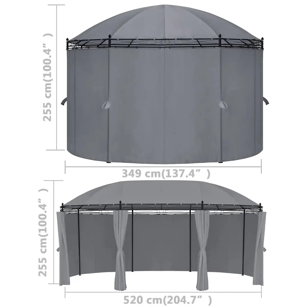 Gazebo with Detachable Curtains 520x349x255 cm