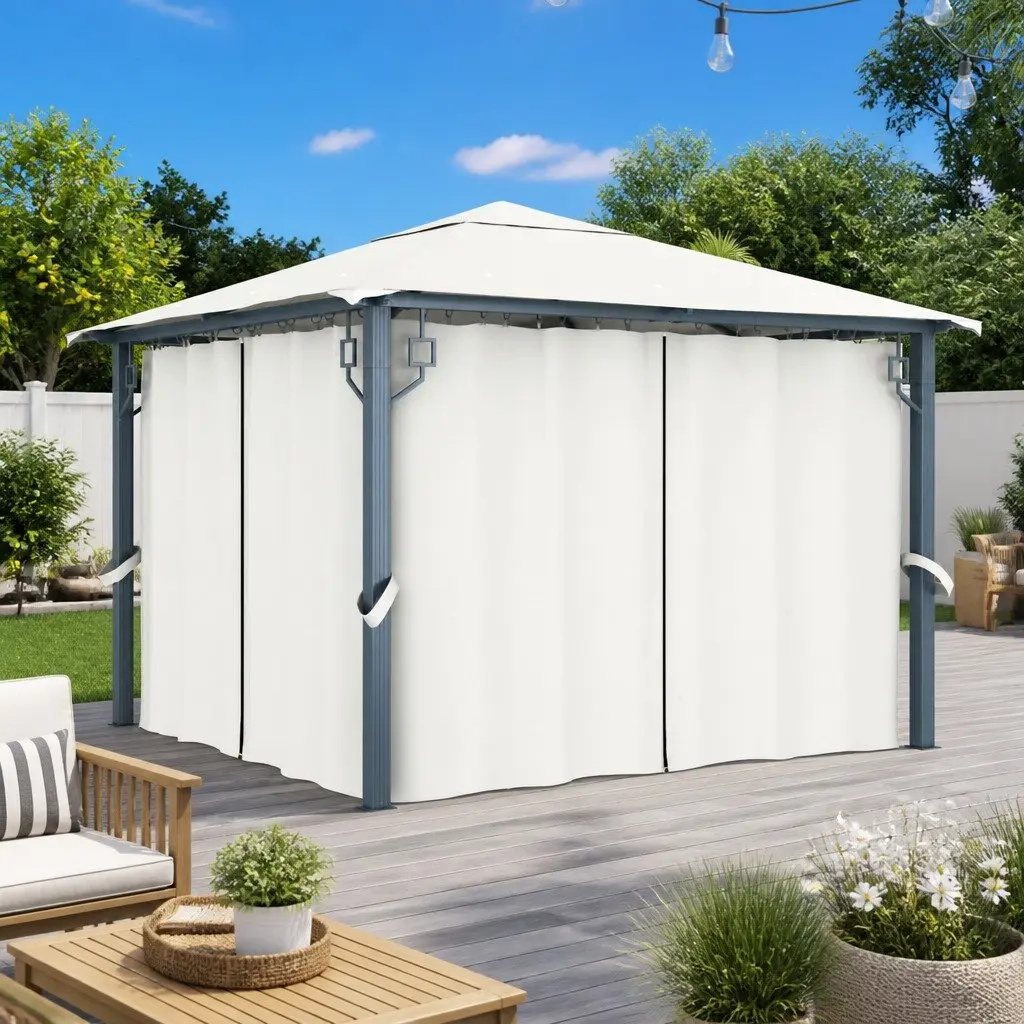 Gazebo Oxford Fabric 300x300 cm Aluminium Steel Cream