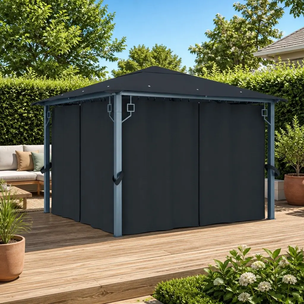 Gazebo Canopy Oxford Fabric 300x300 cm Anthracite with Curtain Sidewalls