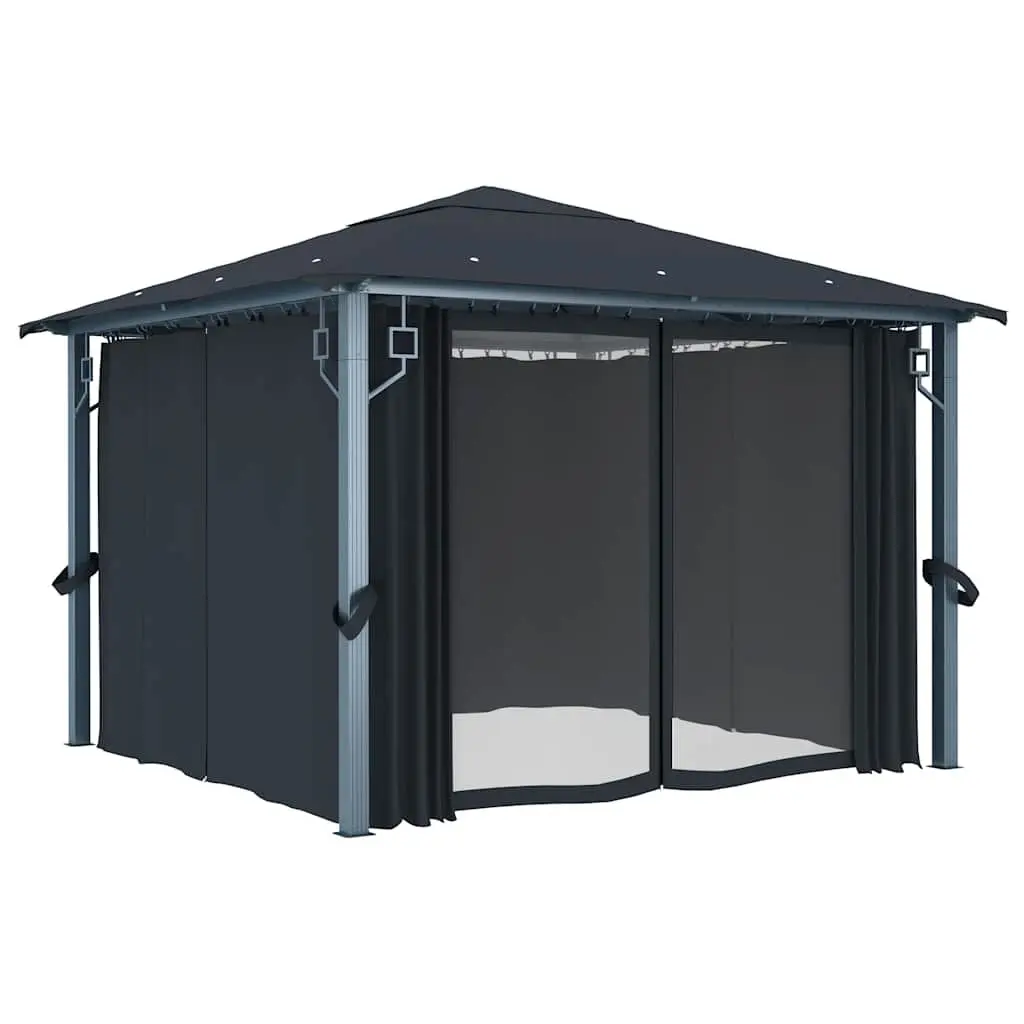Gazebo Canopy Oxford Fabric 300x300 cm Anthracite with Curtain Sidewalls