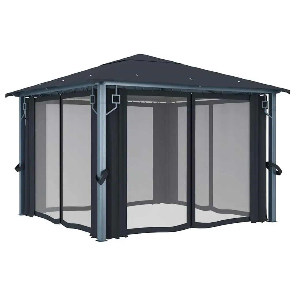 Gazebo Canopy Oxford Fabric 300x300 cm Anthracite with Curtain Sidewalls