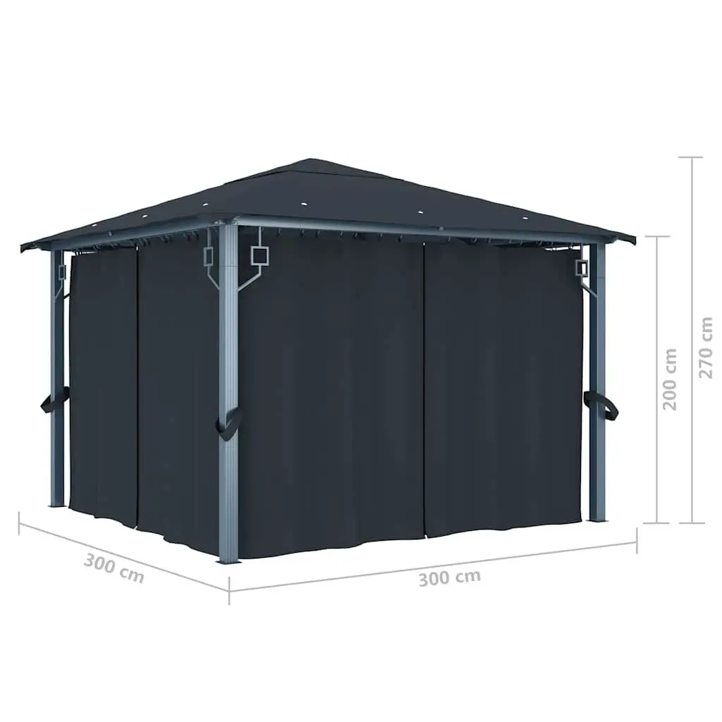 Gazebo Canopy Oxford Fabric 300x300 cm Anthracite with Curtain Sidewalls