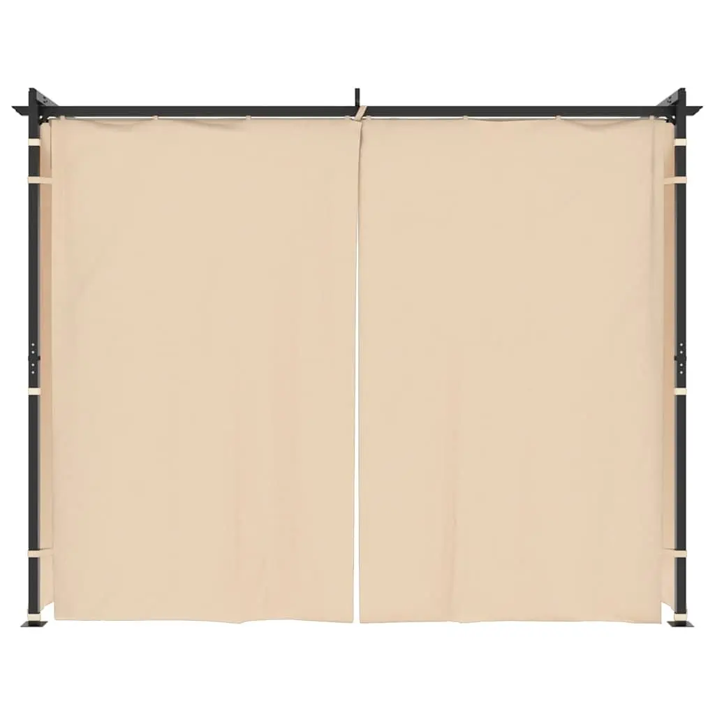 3x3 m Cream Outdoor Gazebo with Curtains and Steel Frame
