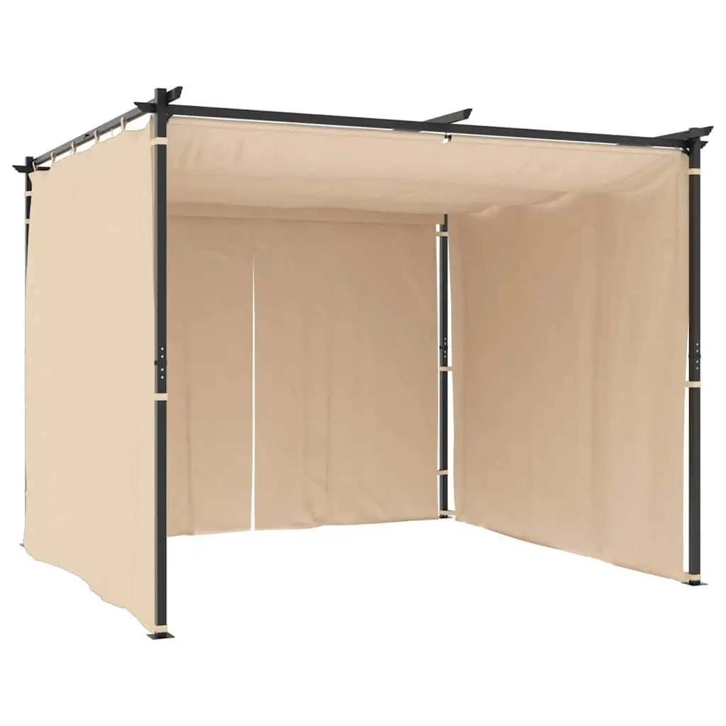 3x3 m Cream Outdoor Gazebo with Curtains and Steel Frame