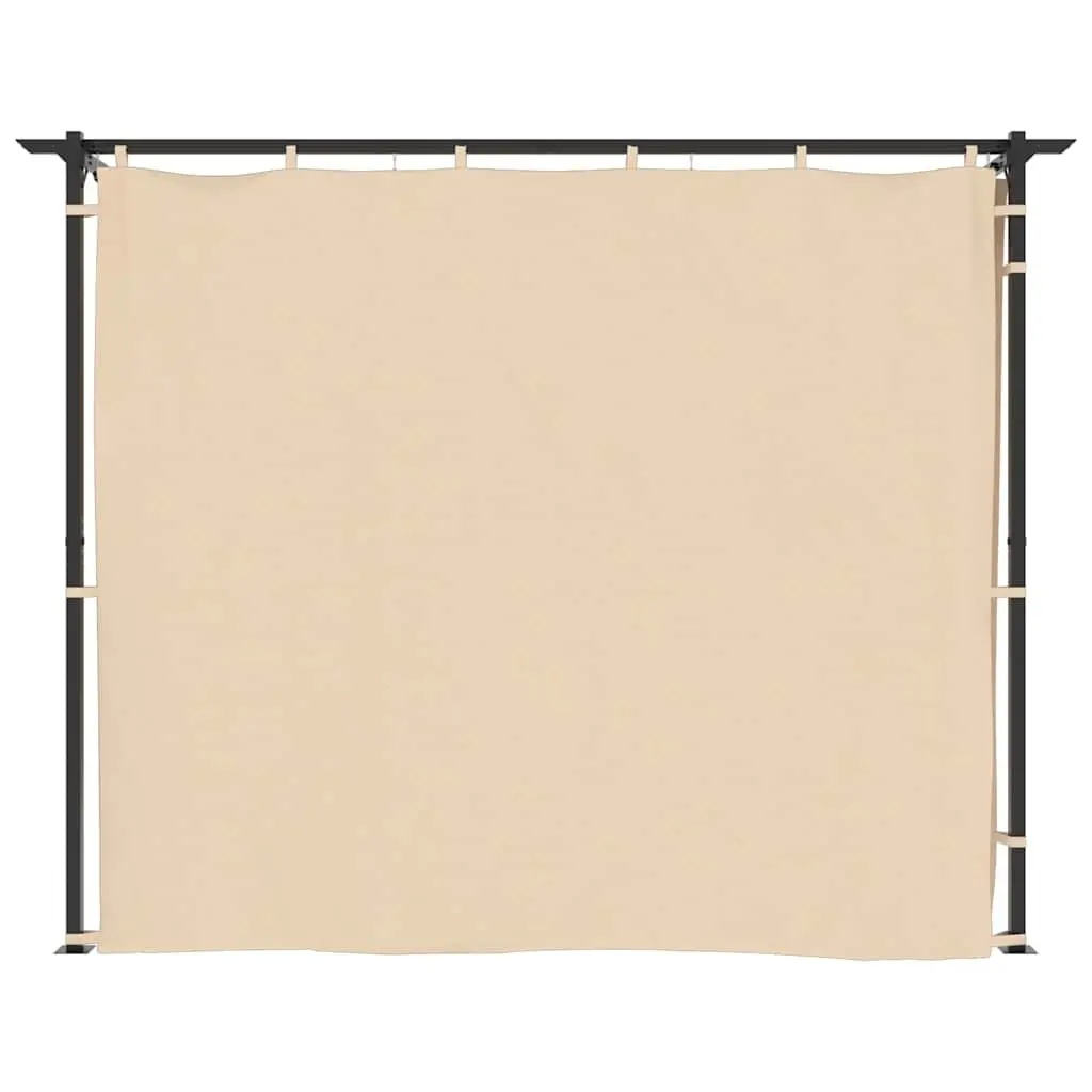 3x3 m Cream Outdoor Gazebo with Curtains and Steel Frame