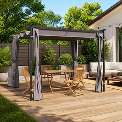 Durable Outdoor Gazebo with Curtains 3x3 m