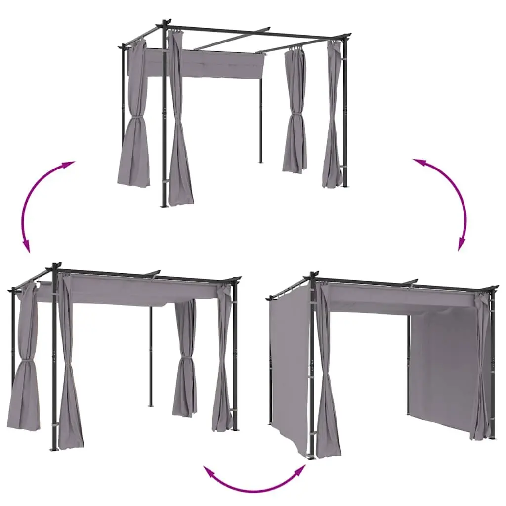 Outdoor Gazebo with Curtains 3x3 m