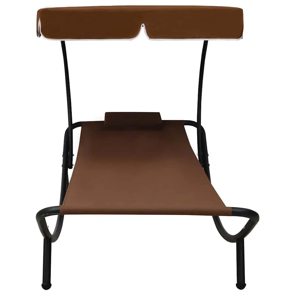 Outdoor Sun Lounger Bed Oxford Fabric Size Brown