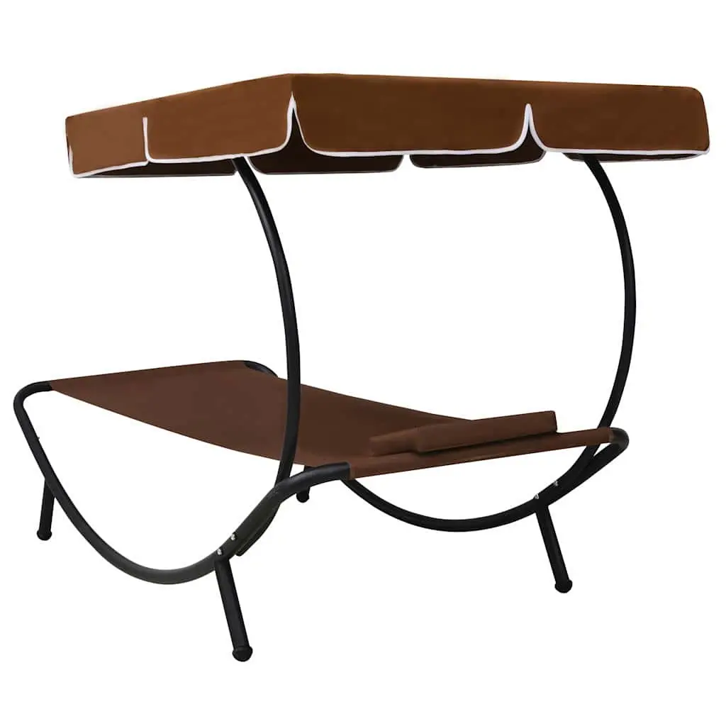 Outdoor Sun Lounger Bed Oxford Fabric Size Brown