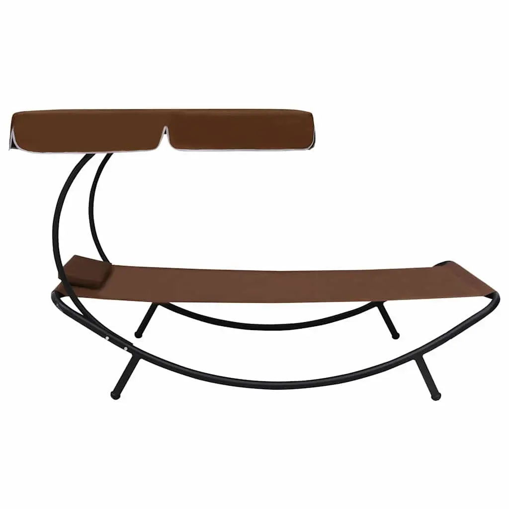 Outdoor Sun Lounger Bed Oxford Fabric Size Brown