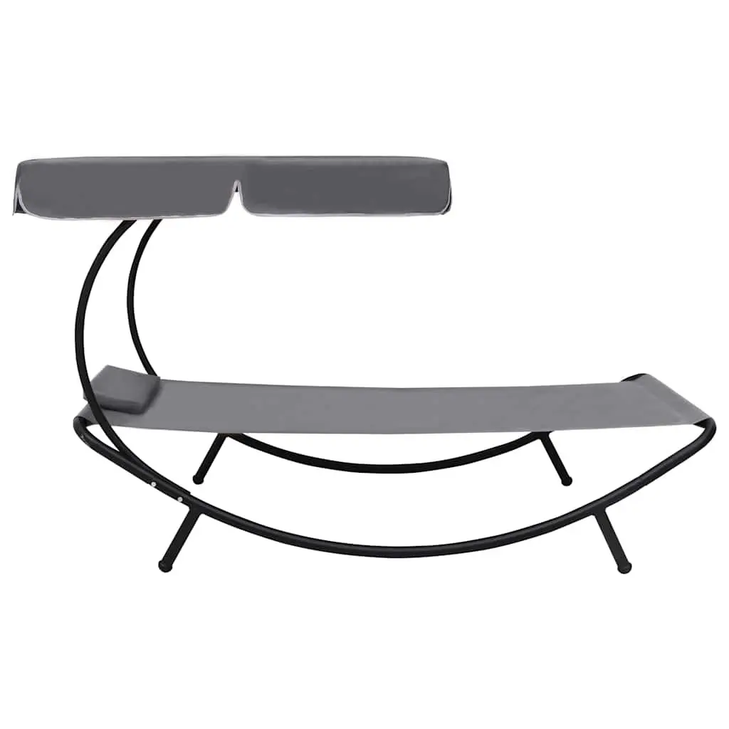 Outdoor Sun Lounger Bed with Canopy in Grey