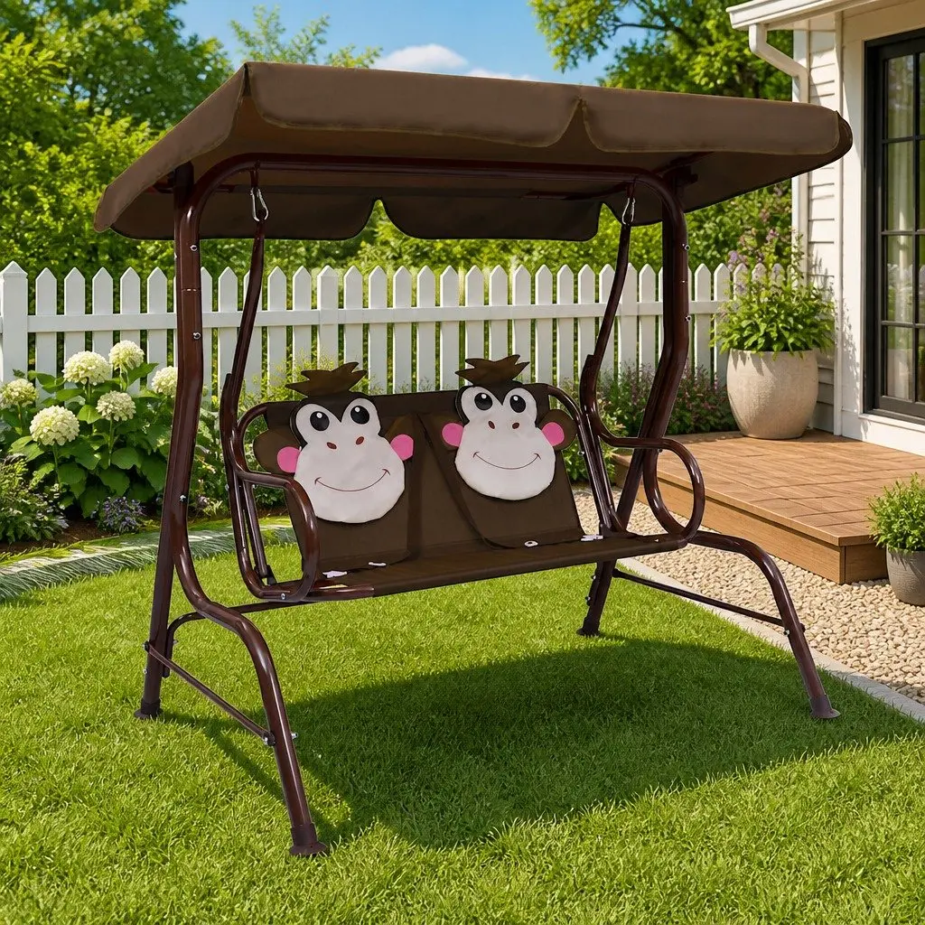 Kids Swing Bench with Sunshade Canopy