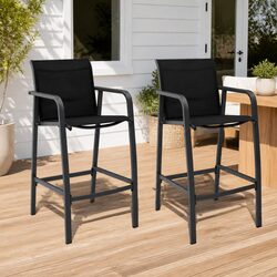 Sturdy Outdoor Bar Chairs Set of 2 for Garden Patio