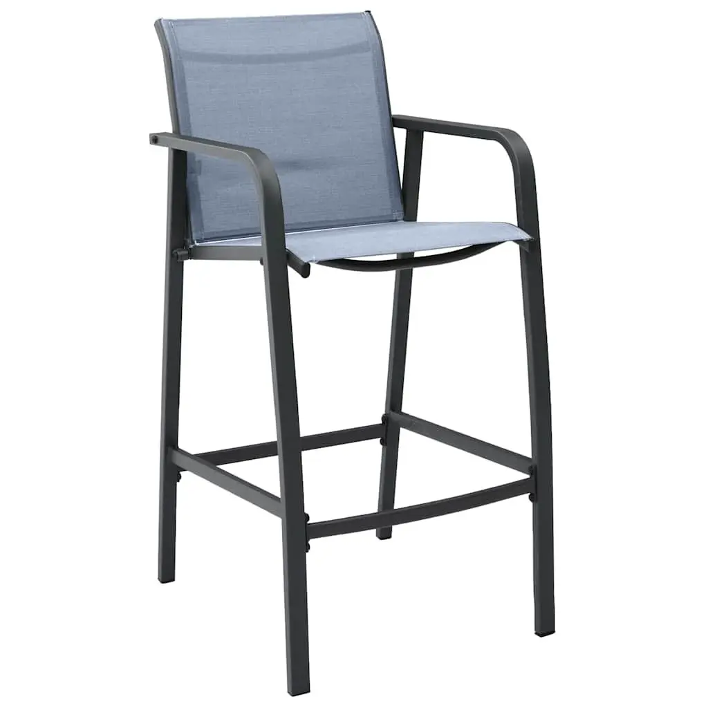 Outdoor Bar Chairs Set Steel Textilene Grey 4 Piece