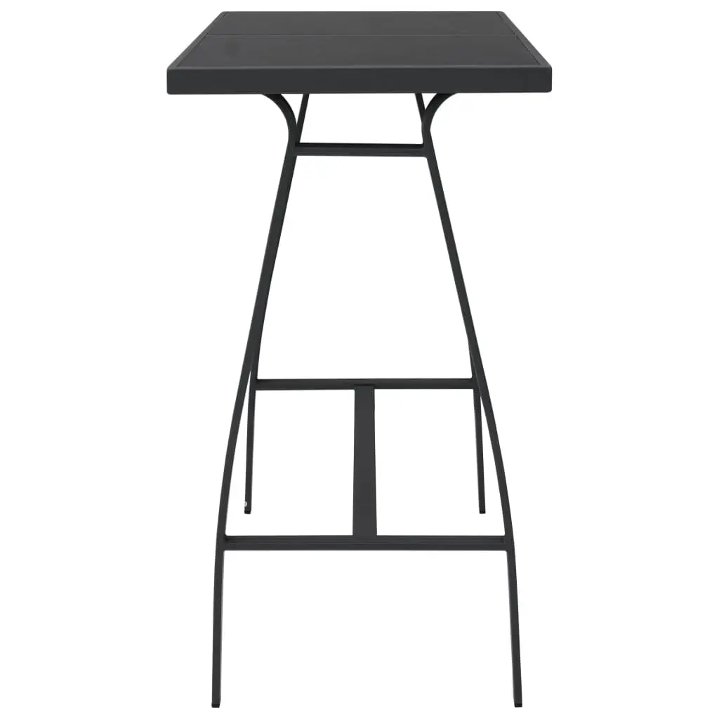 Garden Bar Table Steel Frame Tempered Glass Top Black