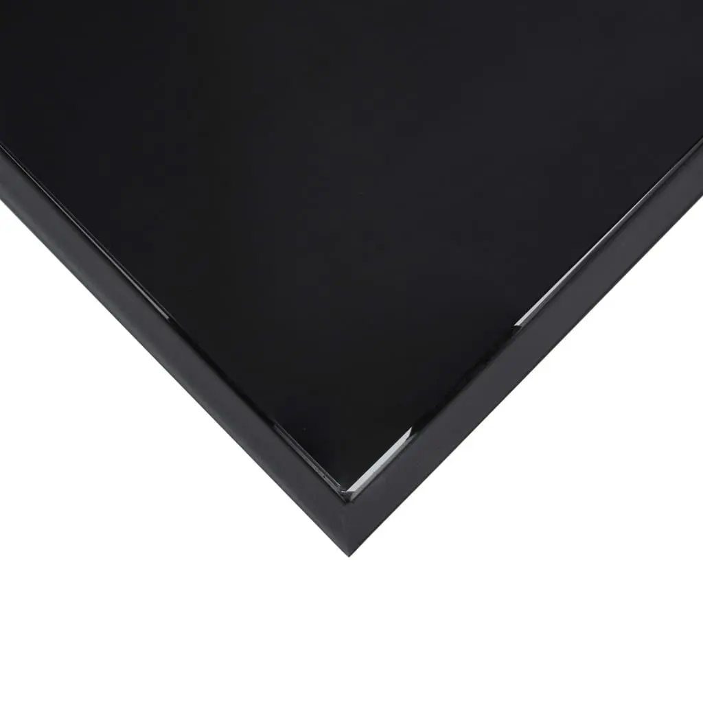Garden Bar Table Steel Frame Tempered Glass Top Black