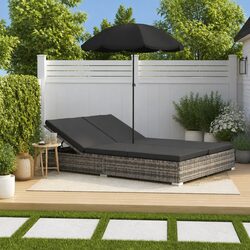 Stylish Outdoor Lounge Bed for Two with Umbrella